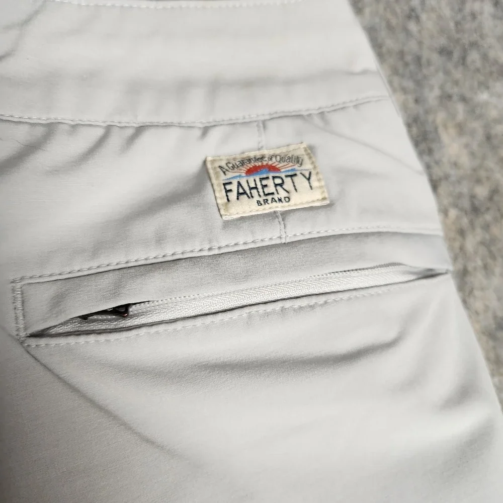 Faherty All Day Shorts Men 32 W 9 I Khaki Beige Golf Chino Drawstring Preppy
